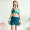 thumbnail image 1 of GYRATEDREAM Girls Swimsuit 3 Piece Bathing Suits Tropical Floral Twist Cross Bikini Sets Girls' Swimwear with Cover Up Skirt 9-16 Years, 1 of 9
