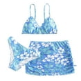 thumbnail image 1 of GYRATEDREAM Girls Swimsuit Floral Print V Neck Adjustable Straps Bikini with Cover Up Skirt 3Pcs Bathing Suits for Teen Girls, 1 of 5