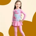 thumbnail image 1 of GYRATEDREAM Girls Swimsuit Long Sleeve Two Piece Tankini UPF 50+ Protective Rash Guard Set 4-8 Years, 1 of 9