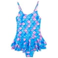 thumbnail image 1 of GYRATEDREAM Girls Swimsuit One-Piece Adjustable Straps Swimwear Ruffled Tankini Bathing Suit with Sun Protection 4-12 Years, 1 of 10