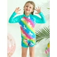 thumbnail image 1 of GYRATEDREAM Girls Swimsuit UPF 50+ UV Two Piece Long Sleeve Swimwear Zipper Rash Guard + Shorts Sets 3-10 Years, 1 of 10