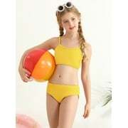 GYRATEDREAM Girls Swimsuits 2 Piece Bikini Set Spaghetti Strap High Waisted Bathing Suit Girls Swimwear with Chest Pad