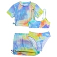thumbnail image 1 of GYRATEDREAM Girls Swimsuits 4 Piece Tankini Bathing Suit Set Kids Cute Tie-dye Bikini Swimwear with Cover Ups Beach Skirt for 8-14Y, 1 of 5