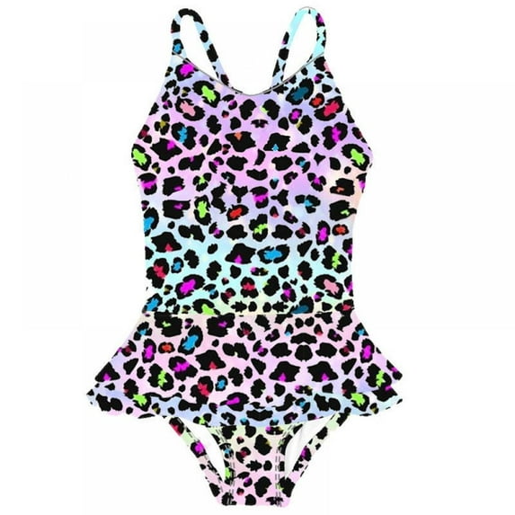 GYRATEDREAM Girls Swimsuits Bathing Suit One Piece 3D Printed Ruffle Frill 4-12 Years