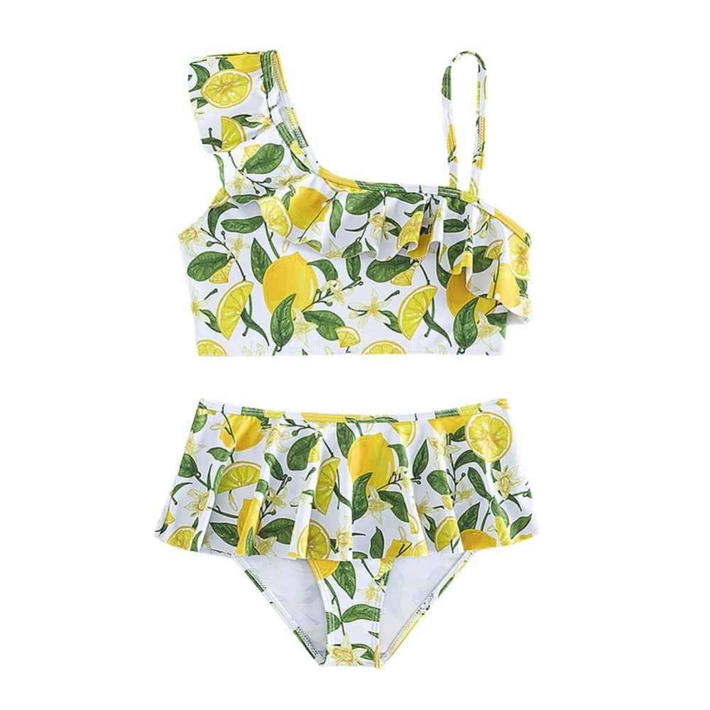 GYRATEDREAM Girls Swimsuits Bikini Set, Kids Summer Ruffle Two Piece ...