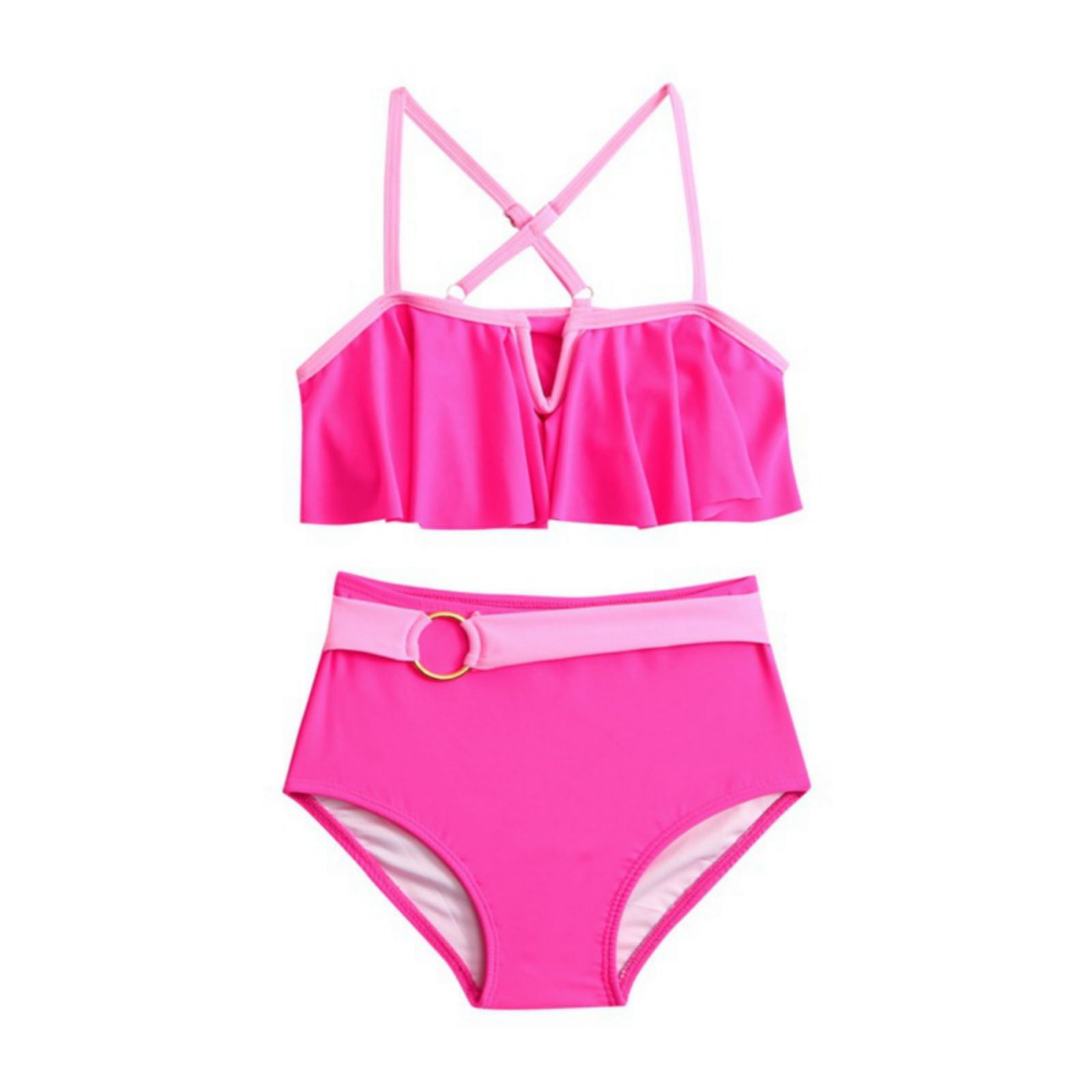 Buy Sherrylily Womens Two Pieces Swimsuit High Waisted Halter Ruffled  Swimwear Bathing Suit (L(US 12-14), Pink) Online at desertcartCyprus