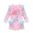 thumbnail image 1 of GYRATEDREAM Girls Swimsuits - One Piece Bathing Suit, Mermaid Print Ruffle Long Sleeve Zipper UPF 50+, Quick Rash Guard Dry Beach Swimwear for 2-9Y, 1 of 1