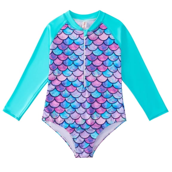 GYRATEDREAM Girls Swimsuits One Piece Long Sleeve Rashguard UPF50+ Sun Protective Bathing Suit 2-12 Years