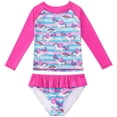 thumbnail image 1 of GYRATEDREAM Girls Swimsuits Two Piece Rash Guard Set Long Sleeve Bathing Suit Tankini Swimwear with UPF 50+ Sun Protection, 2-3 Years, 1 of 8