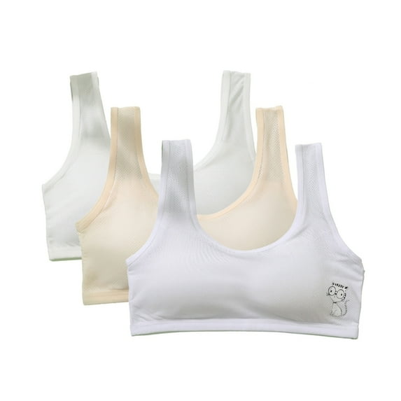 GYRATEDREAM Girls Training Bra Racerback Sports Seamless Bras Teen Bra Comfort Seamless Cotton Cropped Vest for 12-14L Multi-color
