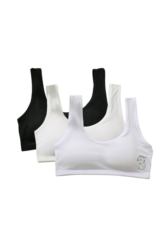 Girls Training Bra Racerback Sports Seamless Bras Teen Bra Comfort Seamless Cotton Cropped Vest for 12-14L Multi-color
