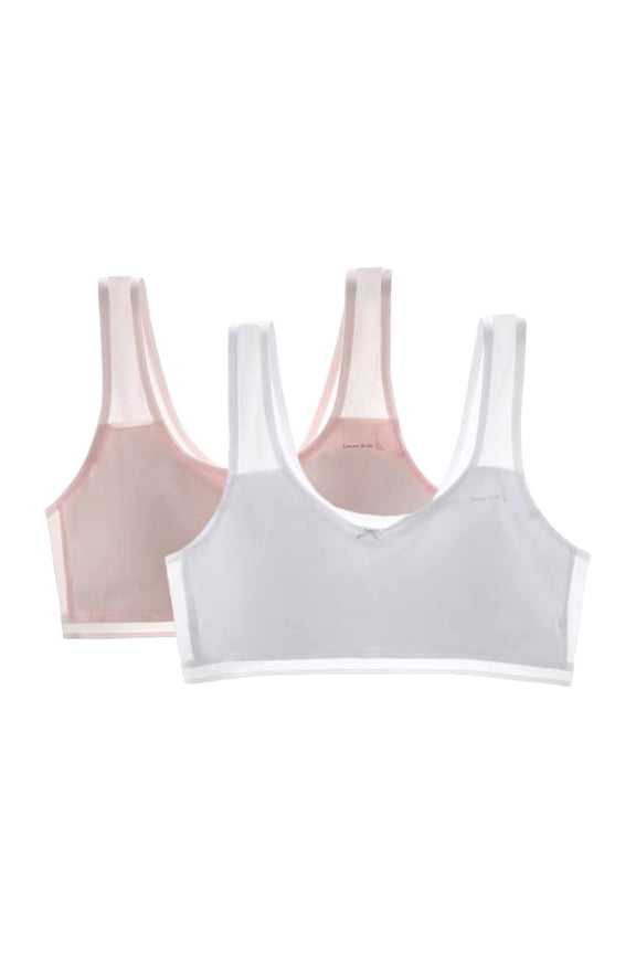 Girls Training Bra Racerback Sports Seamless Bras Teen Bra Comfort Seamless Cotton Cropped Vest for 17-18Y Pink