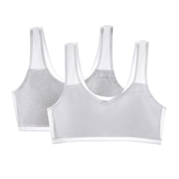 GYRATEDREAM Girls Training Bra Racerback Sports Seamless Bras Teen Bra Comfort Seamless Cotton Cropped Vest for 17-18Y White