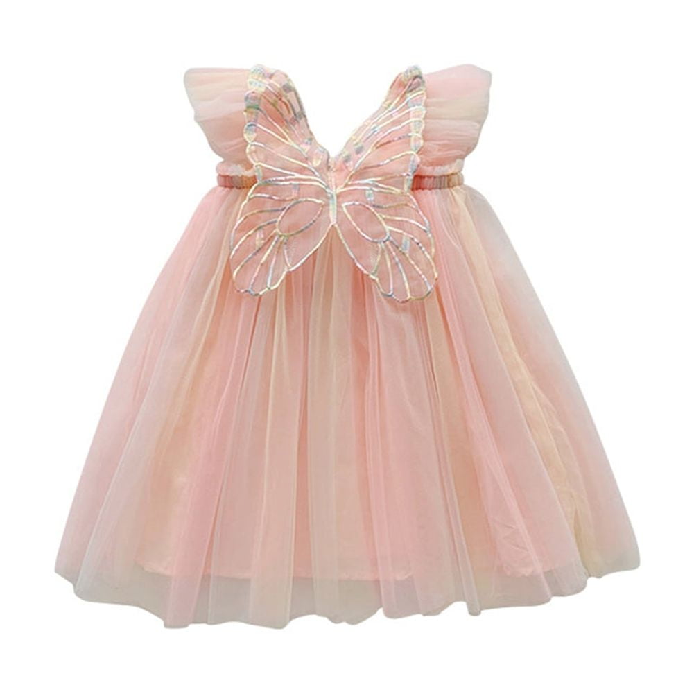 Girls Tutu Dress Layered Butterfly Tulle Tutu Dress for Toddler Girls Sleeveless Fairy Dress 3 Months-3 Years