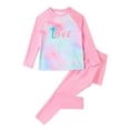 thumbnail image 1 of GYRATEDREAM Girls Two Piece Swimsuit Tankini Set UPF 50+ Protective Rash Guard Long Sleeve Tops and Pants 2Pcs Bathing Suits Swimwear for 5Y Pink, 1 of 9