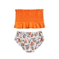 thumbnail image 1 of GYRATEDREAM Girls Two Piece Swimsuits Bikini Set Bathing Suit Kids Ruffle Floral Swimwear Set for 5-14Y Orange, 1 of 9