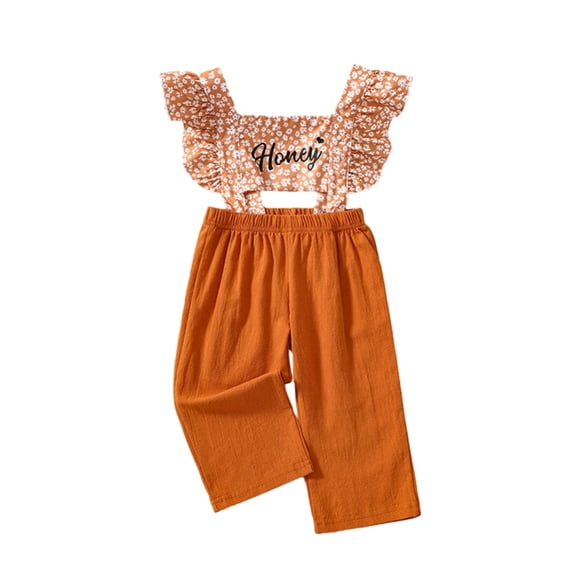 GYRATEDREAM Girls Wide Leg Jumpsuit Backless Elegant High Waist Rompers Palazzo Pants Trousers Jumpsuits for 2-3T Orange