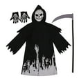 thumbnail image 1 of GYRATEDREAM Grim Reaper Costume Kids Boys Red Skull Reaper Cosplay Halloween Costume Scary Skeleton Outfit with Scythe Accessories for 10-12Y Luminous black, 1 of 9