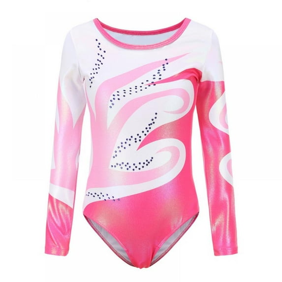 GYRATEDREAM Gymnastics Leotards for Girls Long Sleeve Colorful Sparkle Leotard for Girl 5-12 Years