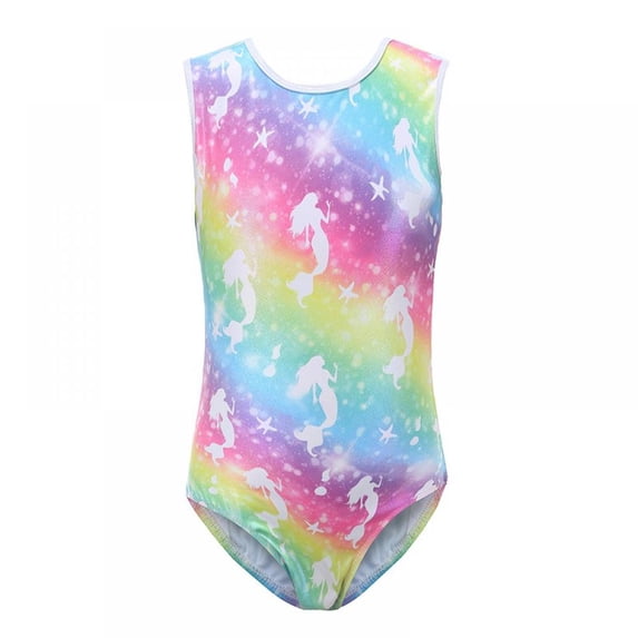 GYRATEDREAM Gymnastics Leotards for Girls One-piece Sparkle Colorful Rainbow Dancing Athletic Leotards 5-14Years