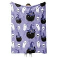 thumbnail image 1 of GYRATEDREAM Halloween Throw Blanket for Couch and Bed Ghost Witch's Hat Black Bats and Decorated Pumpkins Print on Soft Blanket for Kids and Adult, 51.18x59.05 inch, 1 of 4