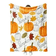 GYRATEDREAM Halloween Throw Blanket for Couch and Bed Ghost Witch's Hat Black Bats and Decorated Pumpkins Print on Soft Blanket for Kids and Adult, 29.52x39.37 inch