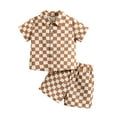 thumbnail image 1 of GYRATEDREAM Infant Baby 2 Piece Outfits Short Sleeve Button Down Plaid Shirt and Track Elastic Shorts Sets Newborn Toddler for 0 Month-24 Months, 1 of 7