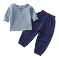 thumbnail image 1 of GYRATEDREAM Infant Baby Boys Fashion Outfits Toddler Long Sleeve Crewneck Solid Color Button down Shirt Top and Jogger Pant Set Kids Casual Spring Fall Clothes for 6M-7T, 1 of 2