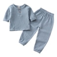 thumbnail image 1 of GYRATEDREAM Infant Baby Boys Fashion Outfits Toddler Long Sleeve Crewneck Solid Color Button down Shirt Top and Jogger Pant Set Kids Casual Spring Fall Clothes for 6M-7T, 1 of 5