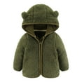 thumbnail image 1 of GYRATEDREAM Infant Baby Boys Girls Fleece Hooded Jacket Coat with Bear Ears Toddler Warm Solid Color Zipper up Outwear Kids Fall Winter Clothes Dark Green for 6M-6T, 1 of 3