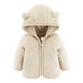 thumbnail image 1 of GYRATEDREAM Infant Baby Boys Girls Fleece Hooded Jacket Coat with Bear Ears Toddler Warm Solid Color Zipper up Outwear Kids Fall Winter Clothes White for 6M-6T, 1 of 3