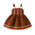 thumbnail image 1 of GYRATEDREAM Infant Baby Girl Corduroy Overall Dress Toddler Christmas Gingerbread Man Bowknot Casual Suspender Dresses Fall Winter Clothes Brown for 3M-3T, 1 of 7