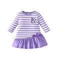 thumbnail image 1 of GYRATEDREAM Infant Baby Girl Cute Dress Toddler Long Sleeve Stripe Animal Print Shirt Dress Birthday Party Holiday Dress Spring Fall Clothes for 6M-3T Lilac, 1 of 8