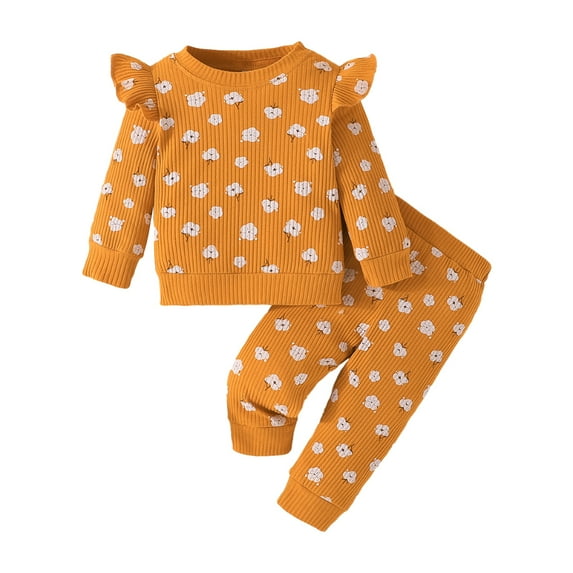 GYRATEDREAM Infant Baby Girl Fall Clothes Crewneck Pullover Sweatshirt & Pants Set Toddler Girl Outfits Gifts 3 6 9 12 18 24 Months