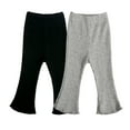 thumbnail image 1 of GYRATEDREAM Infant Baby Girl Ribbed Knit Bell Bottoms Solid Color Flared Pants Toddler Elastic Waist Ruffle Leggings Fall Clothes, 1 of 9