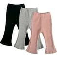 thumbnail image 1 of GYRATEDREAM 3M-3T Baby Girl Flare Pants Infant Solid Ribbed Ruffle Bell Bottoms Pants Trousers Fall Outfits, 1 of 7