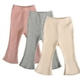thumbnail image 1 of GYRATEDREAM Infant Baby Girl Ribbed Knit Bell Bottoms Solid Color Flared Pants Toddler Elastic Waist Ruffle Leggings Fall Clothes, 1 of 8