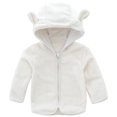 thumbnail image 1 of GYRATEDREAM Infant Baby Girls Fleece Ears Hat with Lined Hooded Zipper Up Jacket Coat Tops Outwear Overcoat Warm Fall Winte for 12-18M White, 1 of 5
