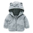 thumbnail image 1 of GYRATEDREAM Infant Baby Girls Fleece Ears Hat with Lined Hooded Zipper Up Jacket Coat Tops Outwear Overcoat Warm Fall Winte for 4-5Y Gray, 1 of 7