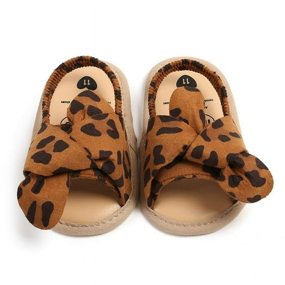 GYRATEDREAM Infant Baby Girls Soft Open Toe Sandals Toddler Summer PU Leather Bowknot Sandals Flower Princess Flat Shoes for 0-18 Months