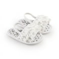 thumbnail image 1 of GYRATEDREAM Infant Baby Girls Summer Open Toe Sandals Toddler PU Leather Soft Flower Ruffle Princess Flat Shoes White for 0-18 Months, 1 of 8