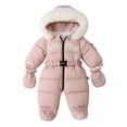 thumbnail image 1 of GYRATEDREAM Infant Baby Jumpsuit Outfit with Gloves Toddler Snowsuit Winter Coat Fleece Hooded Romper Jumpsuit Boys Girls Onesie Warm Bodysuit for 3-18 Months, 1 of 8