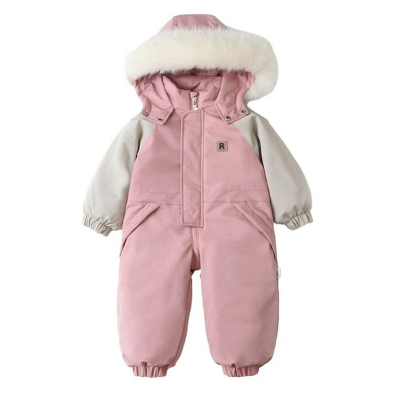 GYRATEDREAM Baby Clothes Newborn Boy Girl Snowsuit Winter Coats Infant Jumpsuit Bodysuits Hooded Warm Jacket for 12-18M Pink
