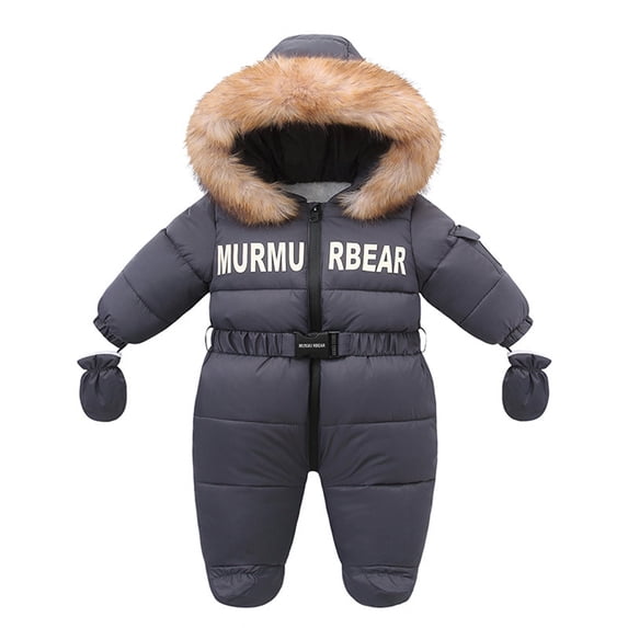 GYRATEDREAM Infant Baby Jumpsuit Outfit Toddler Snowsuit Winter Coat Fleece Hooded Romper Jumpsuit Boys Girls Onesie Warm Bodysuit for 6-24 Months