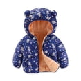 thumbnail image 1 of GYRATEDREAM Infant Baby Winter Coat Cute Teddy Bear Hooded Padded Jacket Warm Fleece Outerwear Windproof Toddler Boys Girl Winter Clothes for 6-9M Blue, 1 of 6