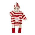 thumbnail image 1 of GYRATEDREAM Infant Toddler Baby Fleece Christmas Outfits Boys Girls Striped Print Long Sleeve Xmas Romper Jumpsuit with Hat Santa Pajamas Clothes for 3 Months-2 Years, 1 of 7