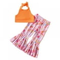 thumbnail image 1 of GYRATEDREAM Infant Toddler Baby Girl Outfits Knitted Sleeveless T-Shirt Vest Crop Tops Bell Bottom Pants Set Summer Clothes, Orange 3-4 Years, 1 of 10