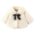 thumbnail image 1 of GYRATEDREAM Infant Toddler Baby Girls Cute Winter Warm Thick Fur Capes Cardigan Cloak Windproof Coat with Bow Pom-Pom Balls for 12-18M White, 1 of 5