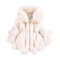 thumbnail image 1 of GYRATEDREAM Infant Toddler Baby Girls Cute Winter Warm Thick Fur Capes Cardigan Cloak Windproof Coat with Bow Pom-Pom Balls for 2Y White, 1 of 9