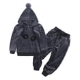 thumbnail image 1 of GYRATEDREAM Infant Toddler Baby Velvet Hoodie 2 Piece Outfits Boys Girls Hooded Tracksuit Sweatshirt Top + Sweatpants Set Kids Winter Warm Clothes Suit for 9 Months-7 Years, 1 of 3